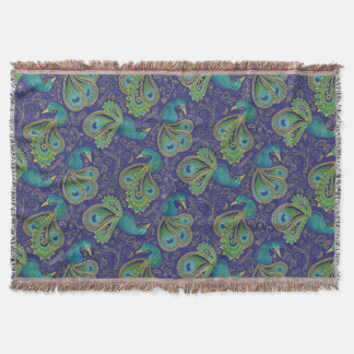 Couverture Peacock Paisley Pattern Blue