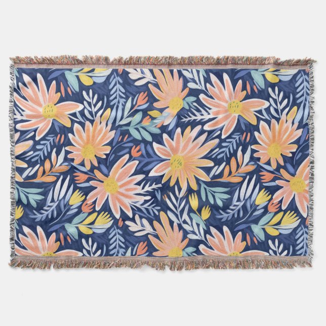 Couverture Pêcher bleu folk floral (Devant)