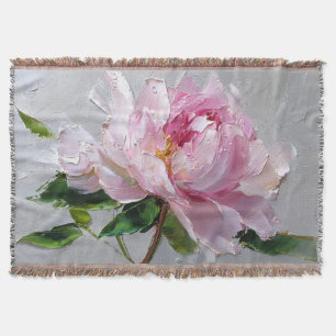 Couverture Peinture à l'huile élégante de pivoine rose épaiss