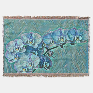 Couverture Peinture bleu violet de fleurs d'orchidées mignonn