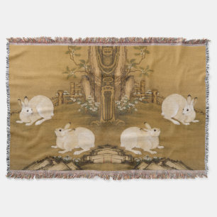 Couverture Peinture de deux lapins blancs d'art chinois vinta