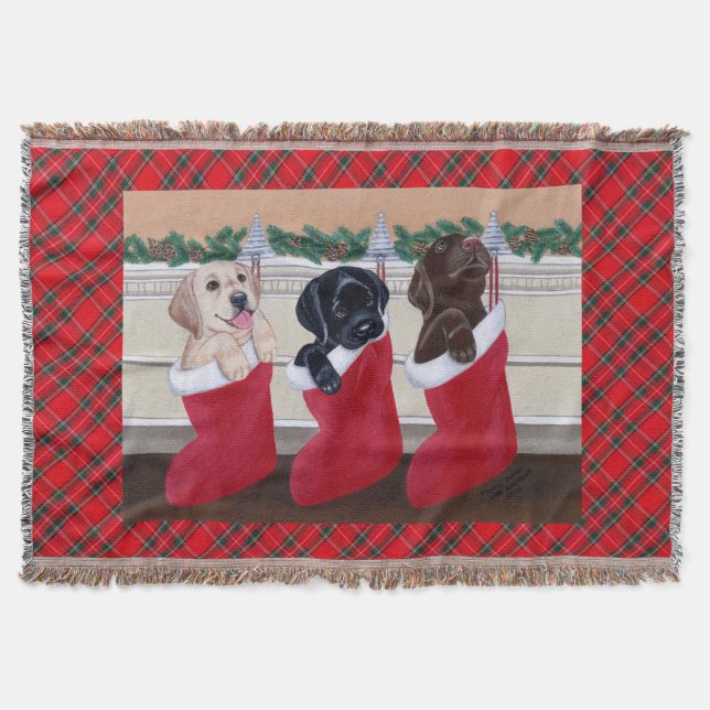 Couverture Peinture de Noël de chiots de labrador retriever (Devant)