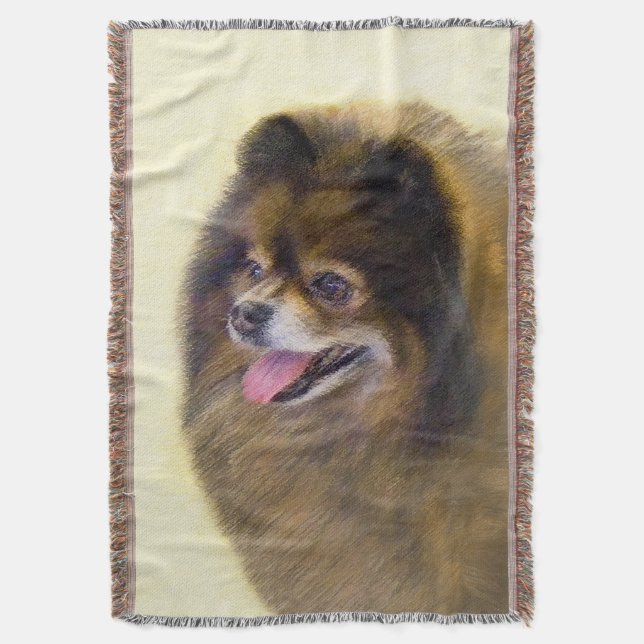 Couverture Peinture Poméranienne Noir et Tan Art Chien origin (devant Vertical)