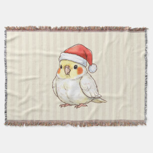 Couverture Perroquet Cockatiel de Noël portant un chapeau de