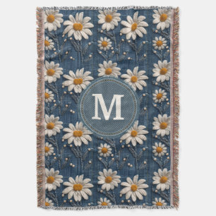 Couverture personnalisée en denim avec broderie de