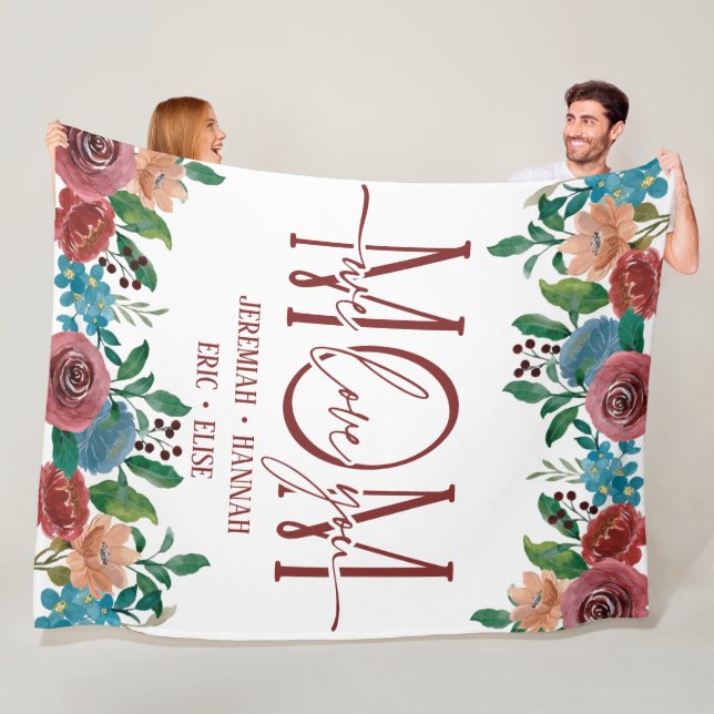 Couverture personnalisée pour maman aux fleurs bla (En situation)