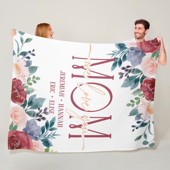 Couverture personnalisée pour maman aux fleurs bla (En situation)