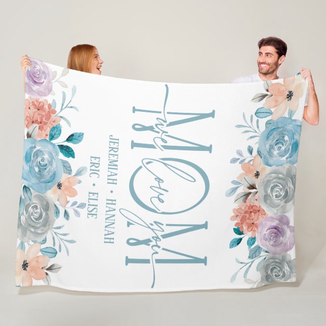 Couverture personnalisée pour maman aux fleurs bla (En situation)