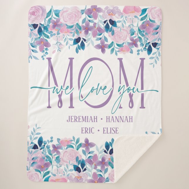 Couverture personnalisée pour maman aux fleurs bla (Devant)