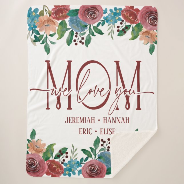Couverture personnalisée pour maman aux fleurs bla (Devant)