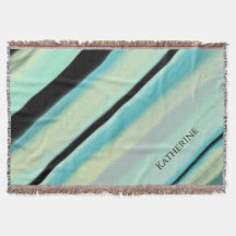 Couverture personnalisée rayures turquoise et noir