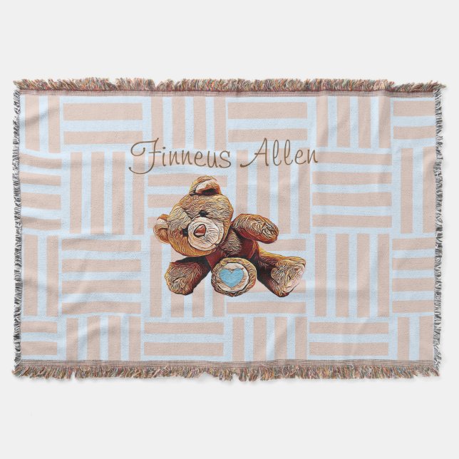 Couverture personnalisée, Teddy Bear Bleu et Brown (Devant)