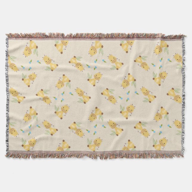 Couverture Petite petite girafe florale brun clair (Devant)