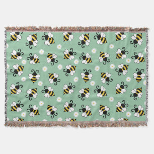 Couverture Petites abeilles mignonnes et fleurs marguerites m