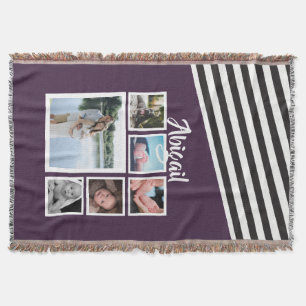 Couverture Photo Collage Purple Striped Unique Personnalisé