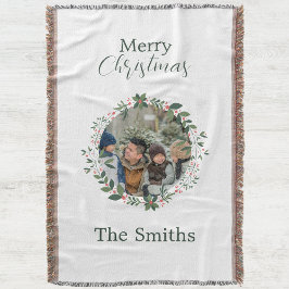 Couverture Photo de famille personnalisée Couronne de Noël