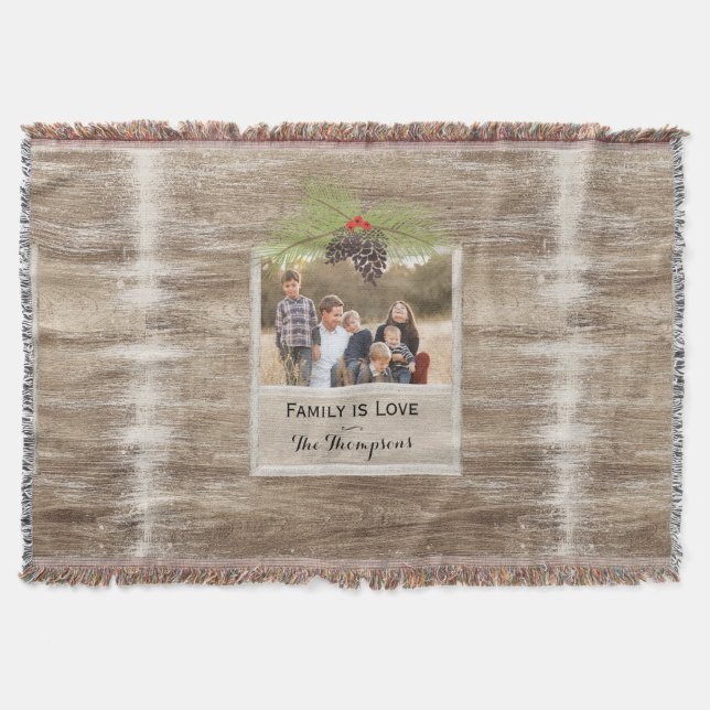 Couverture Photo de famille rustique de Noël de branche en (Devant)