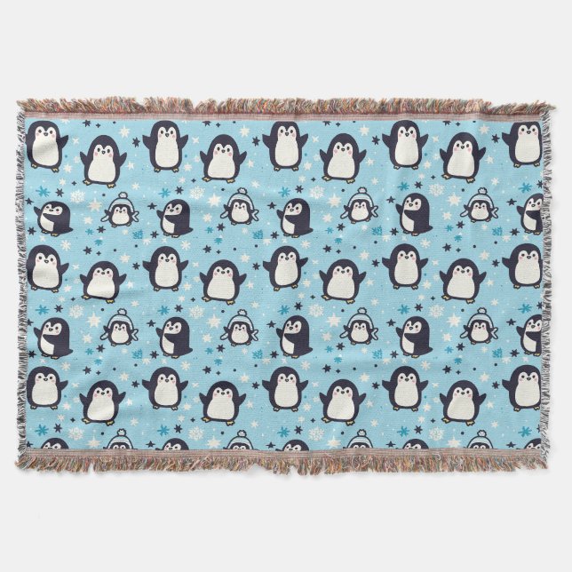 Couverture Pingouins Kawaii Avec Flammes De Neige Hiver Pa Sa (Devant)