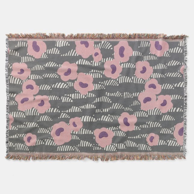 Couverture Pink Flowers Abstract Blooms Mid-century Art Deco (Devant)