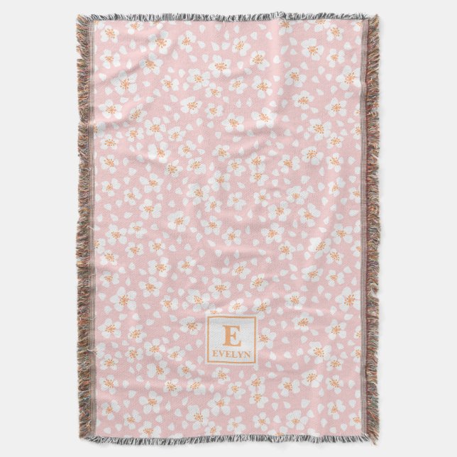 Couverture Pink Monogram Name Throw Blanket (devant Vertical)
