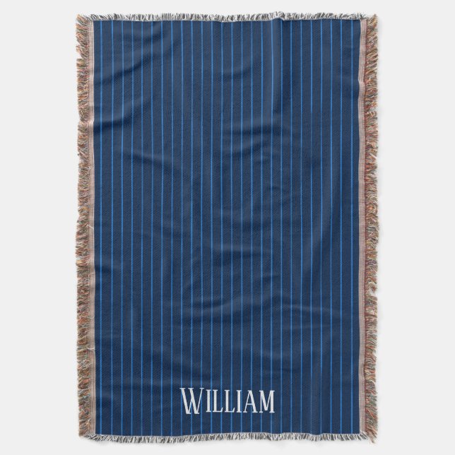 Couverture Pinstripes bleu marine personnalisées (devant Vertical)