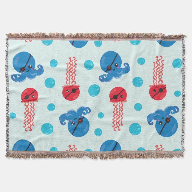 Couverture Pirate Octopus, Pirate Jellyfish, Sea Animaux (Devant)