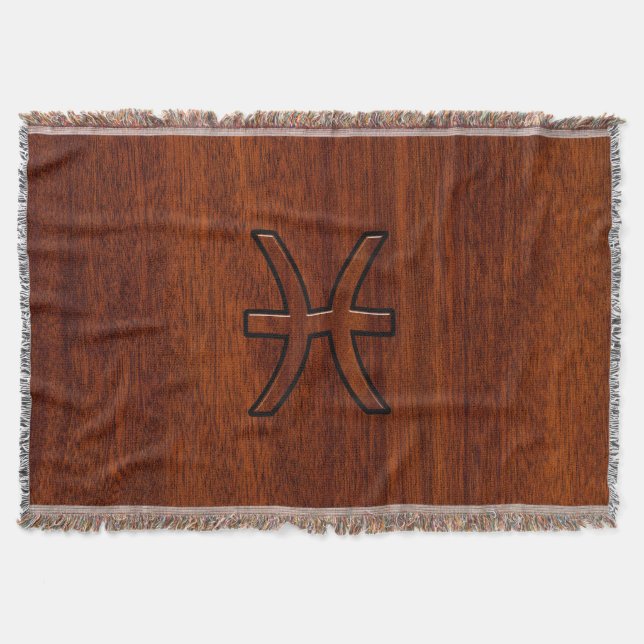 Couverture Pisces Zodiac Connexion en bois acajou (Devant)