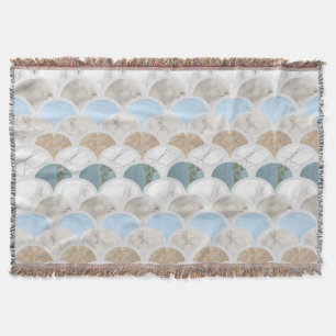 Couverture plage aqua bleu marbre blanc pastel pèse-sirène
