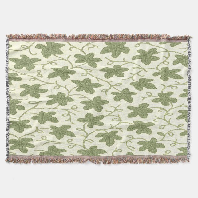 Couverture Plaid de jet crème et vert (Devant)