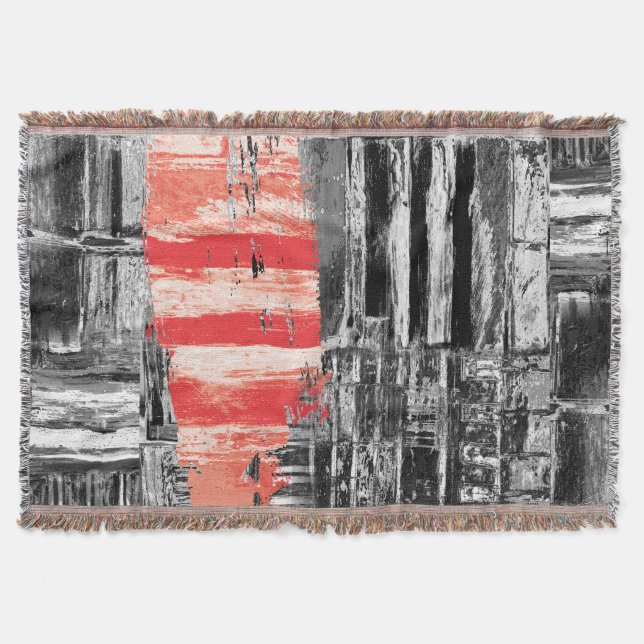 Couverture Plaid de jet – Dessin abstrait Red Pulse (Devant)