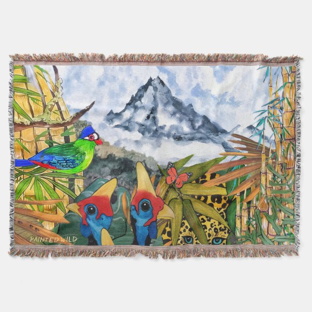 Couverture Plaid de jet Kanga Mountain Faune (Devant)