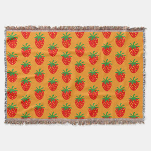 Couverture Plaid de jet mignon à motif de fraise rouge