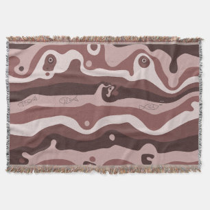 Couverture Plaid de jet tribal abstrait aux tons de terre
