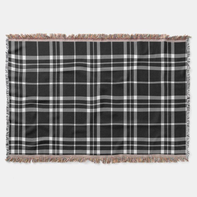 Couverture Plaid tissé blanc noir de contrôle de Buffalo de (Devant)