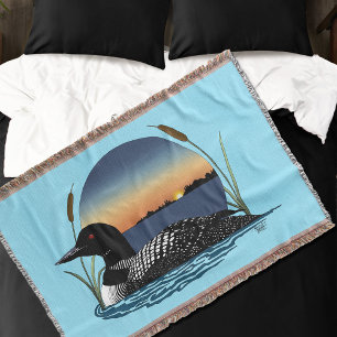 Couverture Plongeon commun serein Coucher de soleil Bleu Faun
