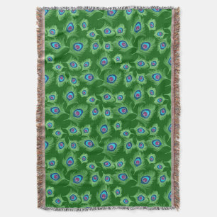Couverture Plumes de chaux et de paon bleu sur vert émeraude