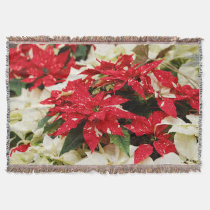 Couverture Poinsettias Festive Rouge Blanc Floral