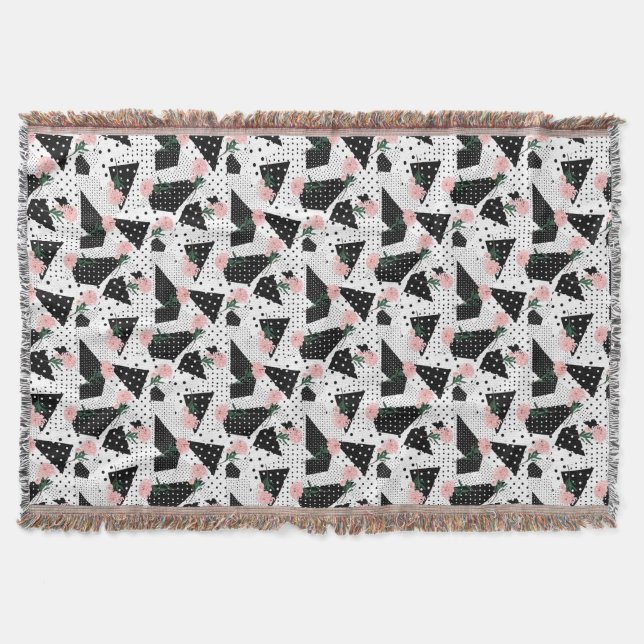Couverture Points Abstraits modernes et fleurs roses (Devant)