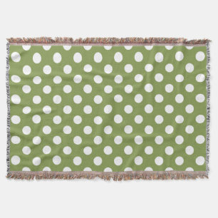 Couverture Pois blancs sur vert olive