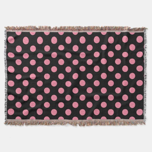 Couverture pois roses tourbillonnant sur arrière - plan noir (Devant)
