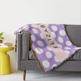 Couverture Pois violets, Motif Pointe Polka, Votre Nom