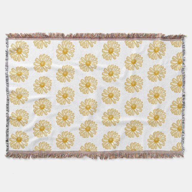 Couverture Poissons Jaunes Dorés Imprimer, Motif Floral Maisy (Devant)
