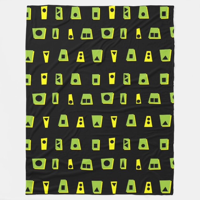 Couverture Polaire 020216 - Vert, Jaune et Noir sur Noir (Devant)