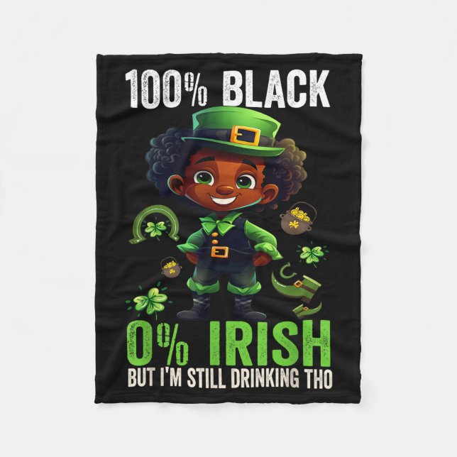 Couverture Polaire 0% Irish 100% Black -funny St. Patricks Day Black  (Devant)
