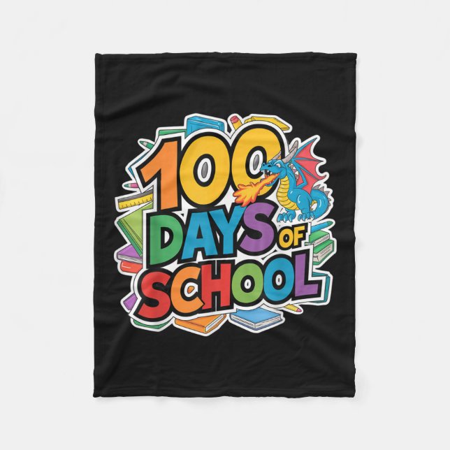Couverture Polaire 100 Jours De Dragon Scolaire Thème Enfants Enseign (Devant)