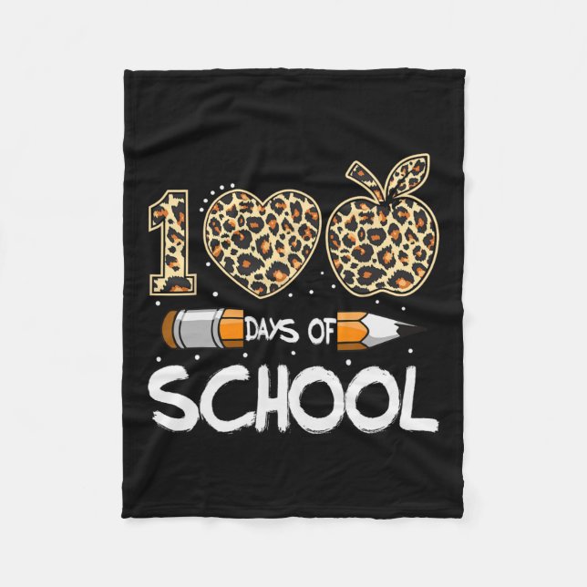 Couverture Polaire 100 Jours D'École Leopard Enseignant Enfants 100e  (Devant)