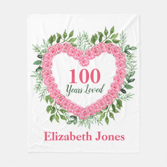 Couverture Polaire 100e Anniversaire Blanket - 100 Ans Amoureux Desig (Devant)