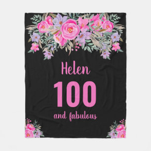 Couverture Polaire 100e anniversaire noir floral floral blanc couvert