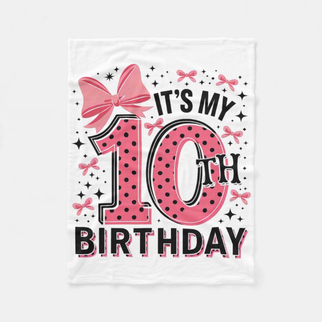 Couverture Polaire 10e Coquette Anniversaire Fille 10 ans Coqu (Devant)