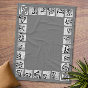 Couverture Polaire 11 Collage de photos Monogrammes personnalisés Ch